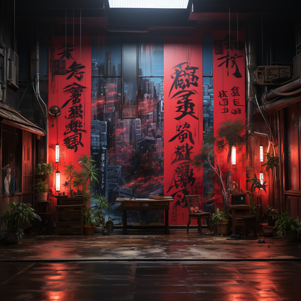 Japanese Ninja Folding Screen Artwork