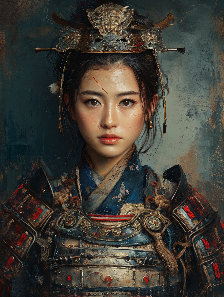 Japanese girl in samurai armor