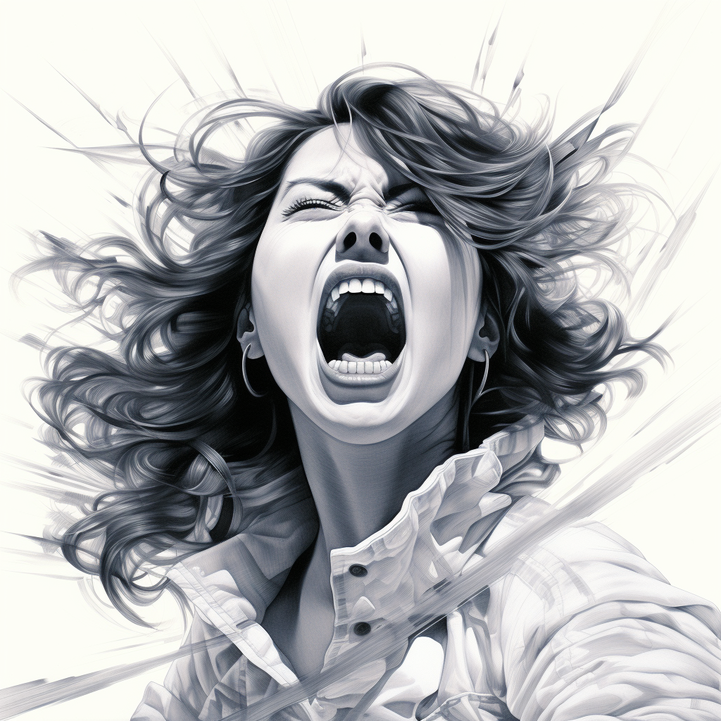 Illustration of Japanese girl screaming