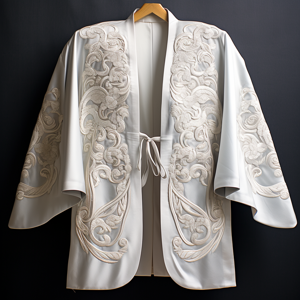 Japanese Haori with White Filigree Design