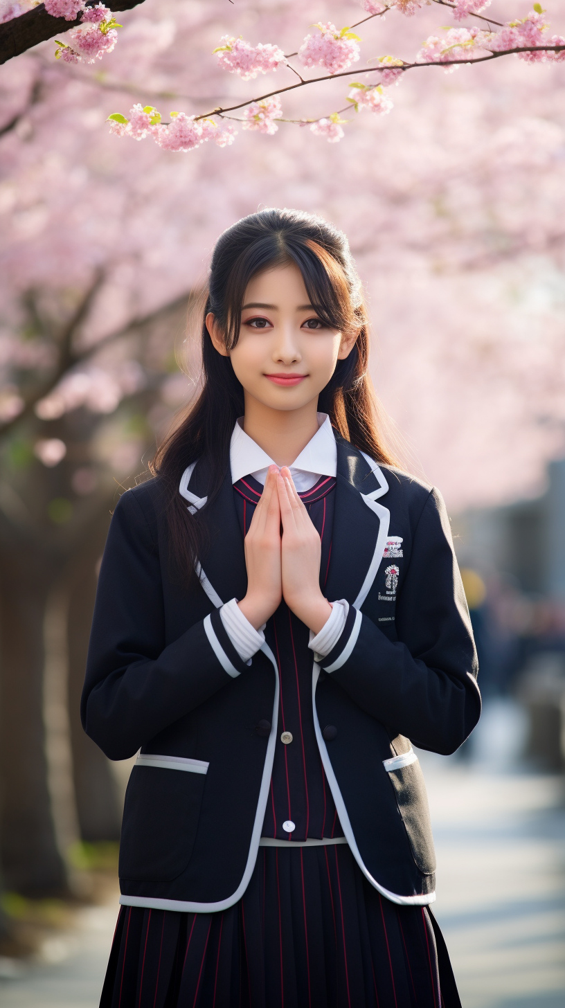 Japanese high school girl in uniform