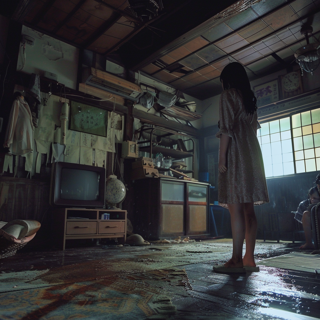 Japanese horror movie house scene