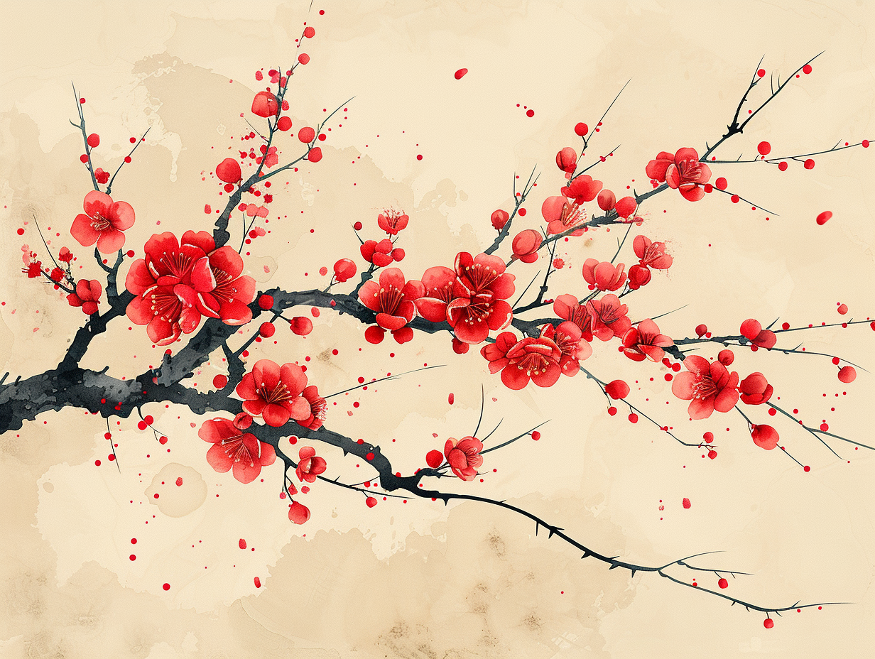 Cherry Blossom Branch Vector Illustration