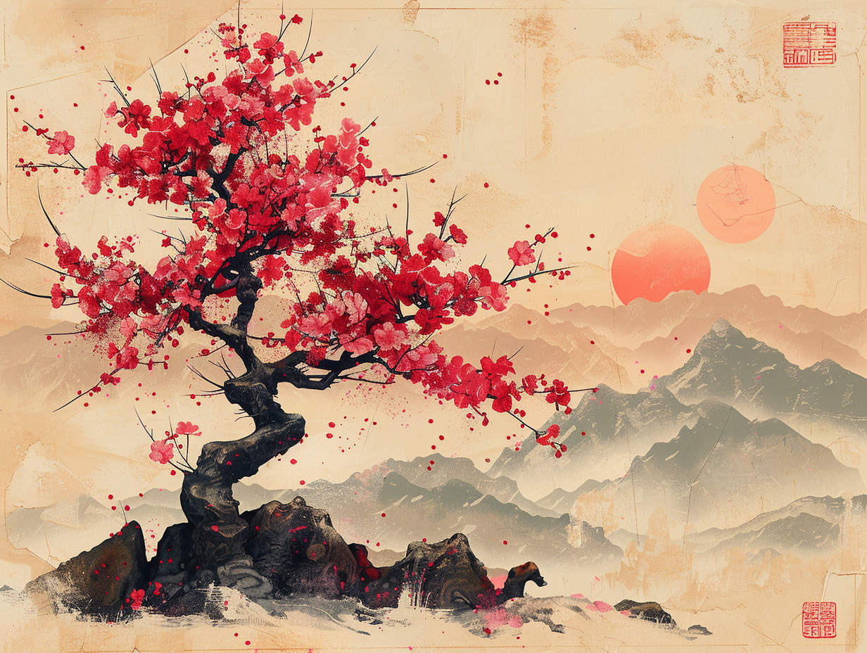 Cherry Blossom Tree Vector Illustration