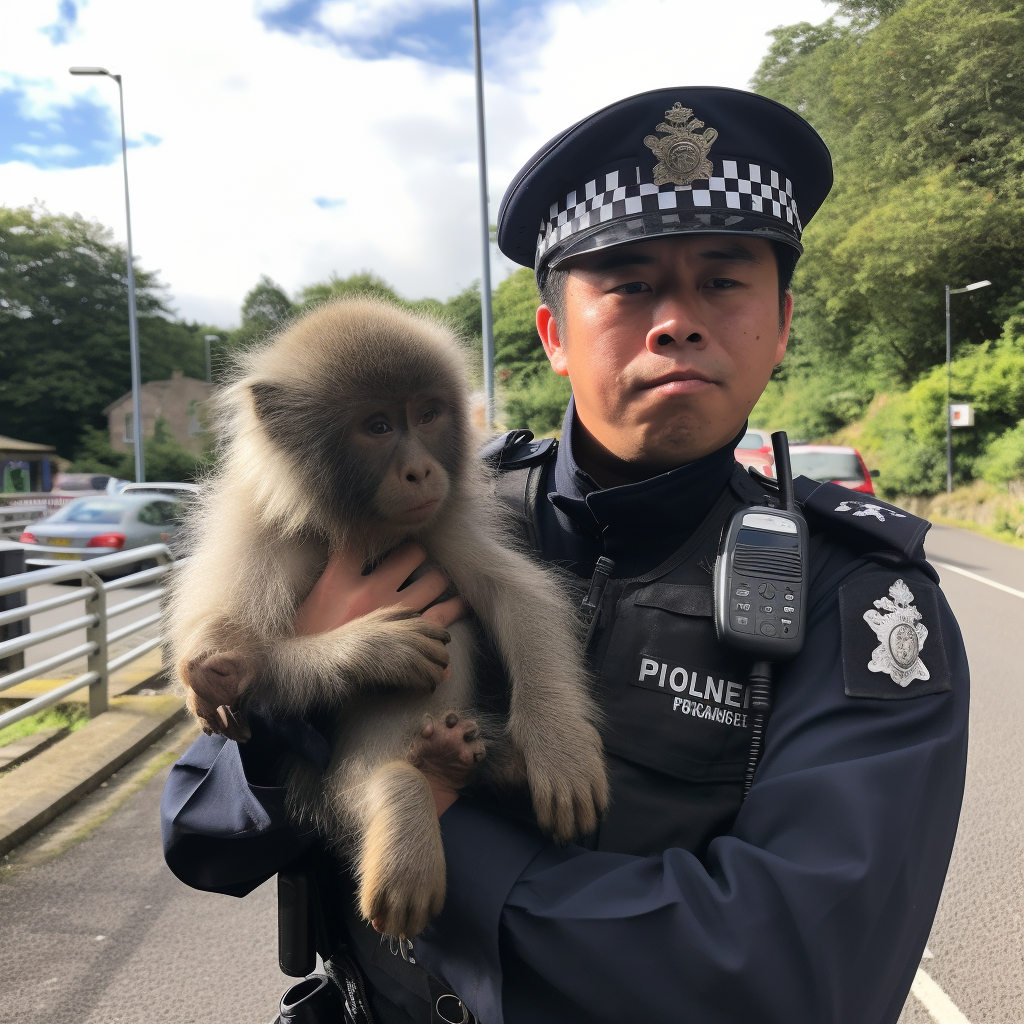 Japanese monkey in Scotland fending police