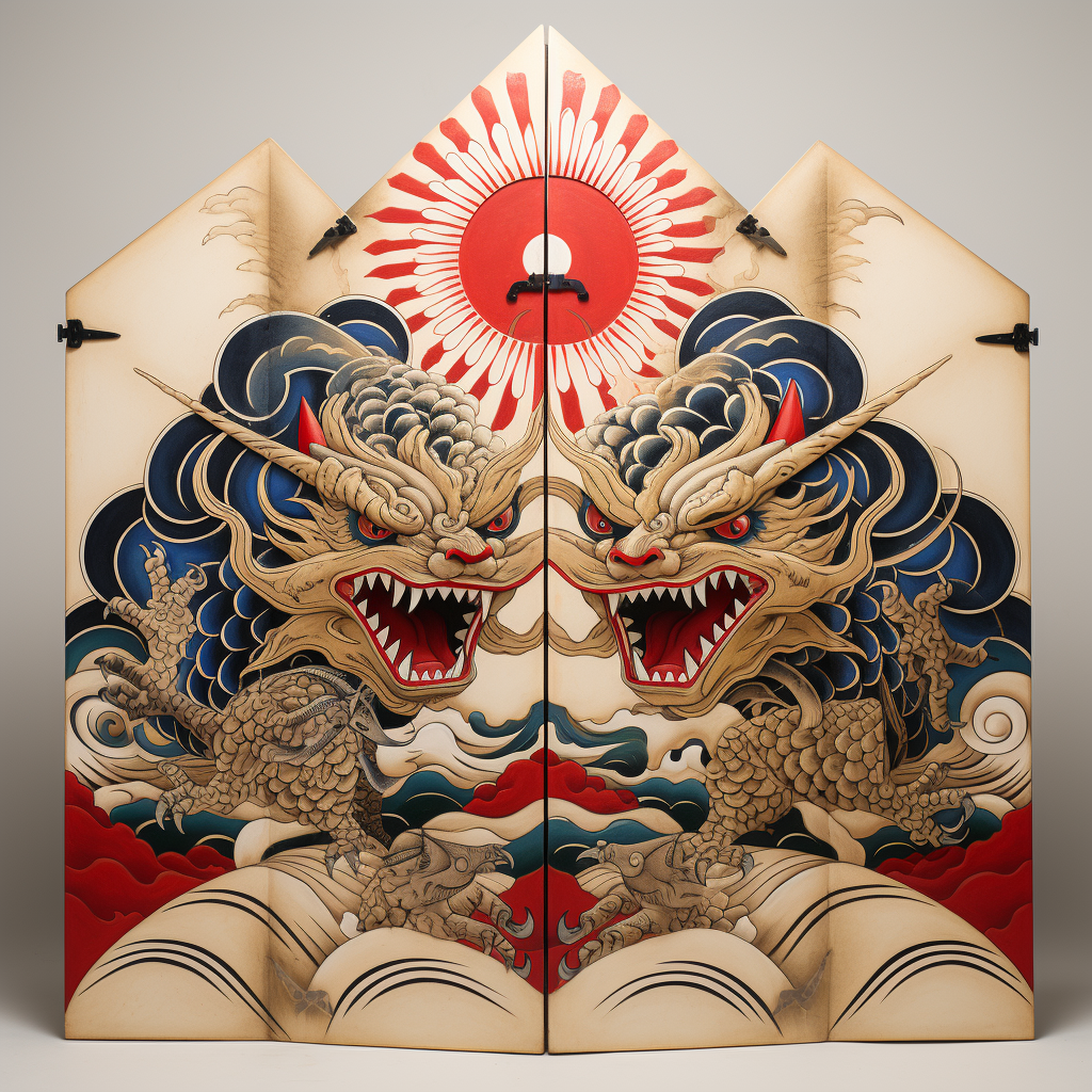 Traditional Japanese New Year: Three Glaring Dragons