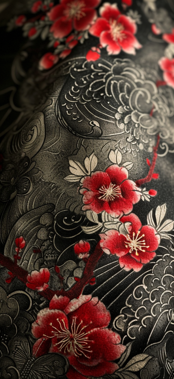 Japanese painting tattoo red black design