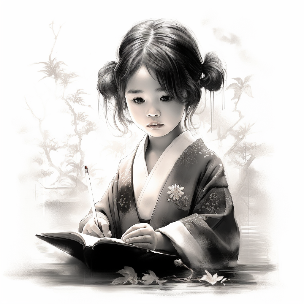 Zen Book Illustration with Japanese Pencil Style