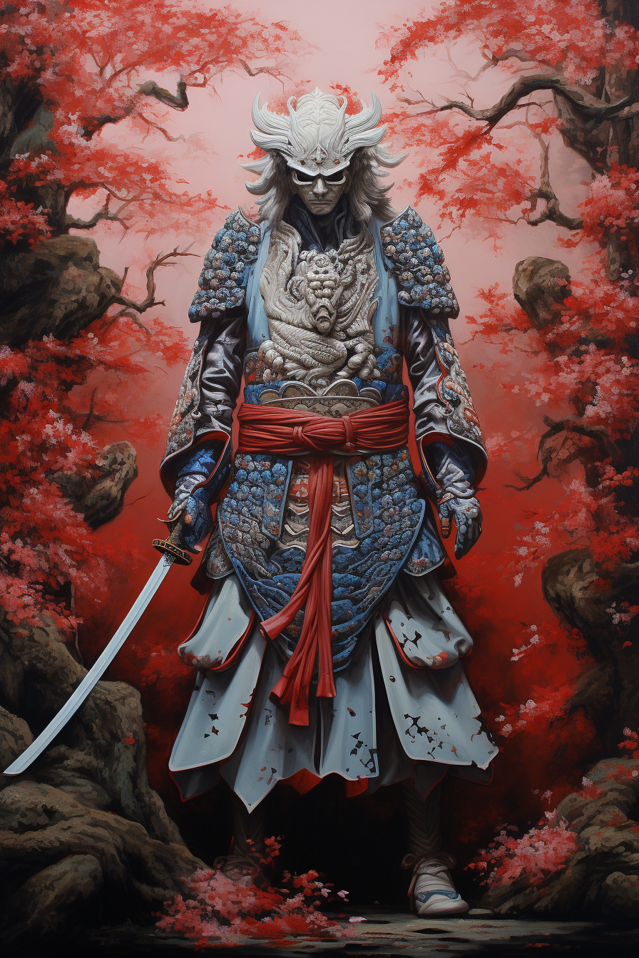 Japanese samurai with katana drawn