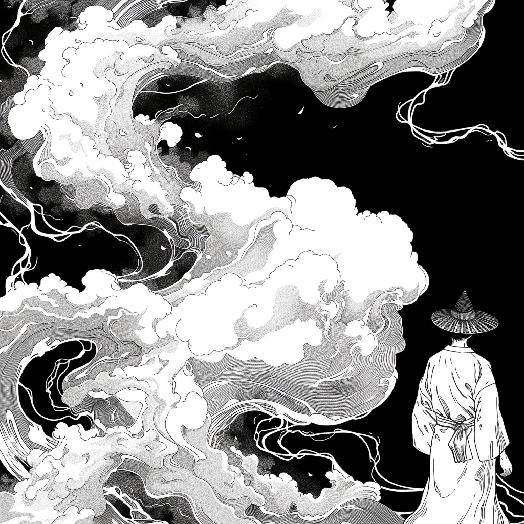 Japanese style cloud manga smoke ink