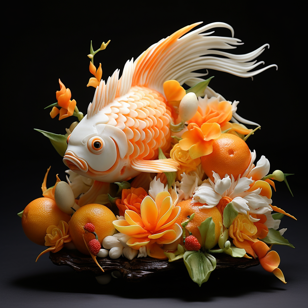 Colorful and intricate food art sculpture