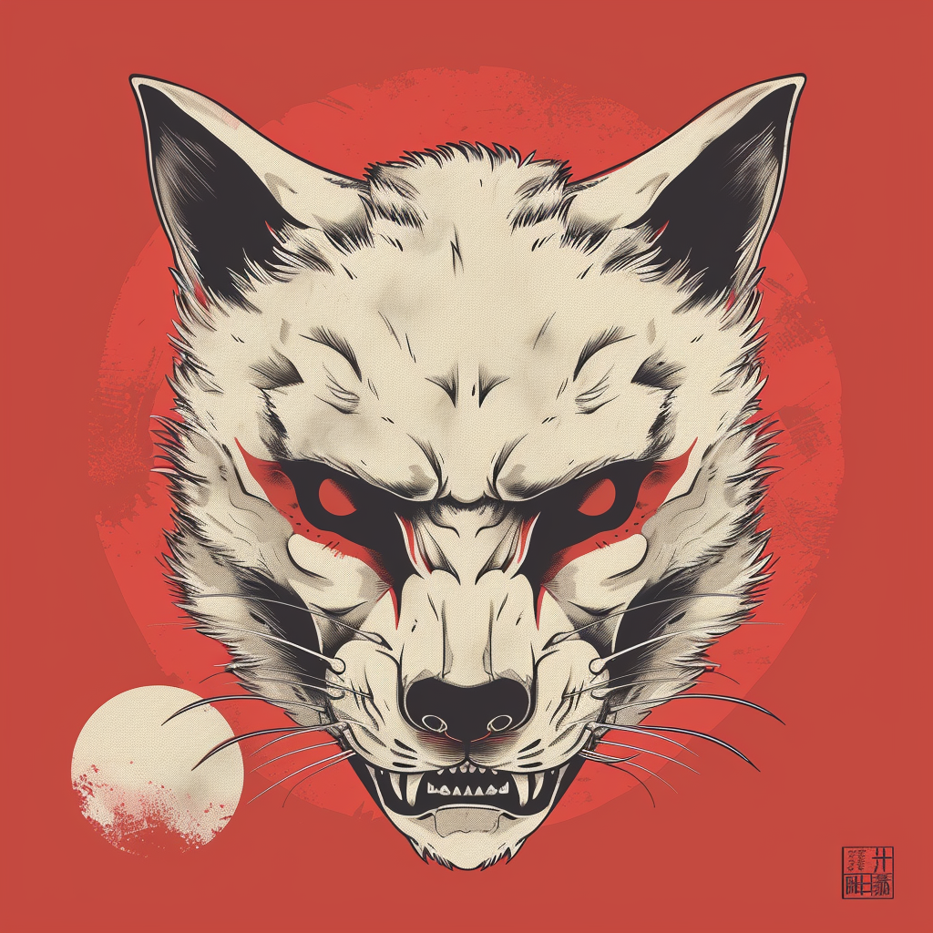 Japanese Kitsune Mask Streetwear Design