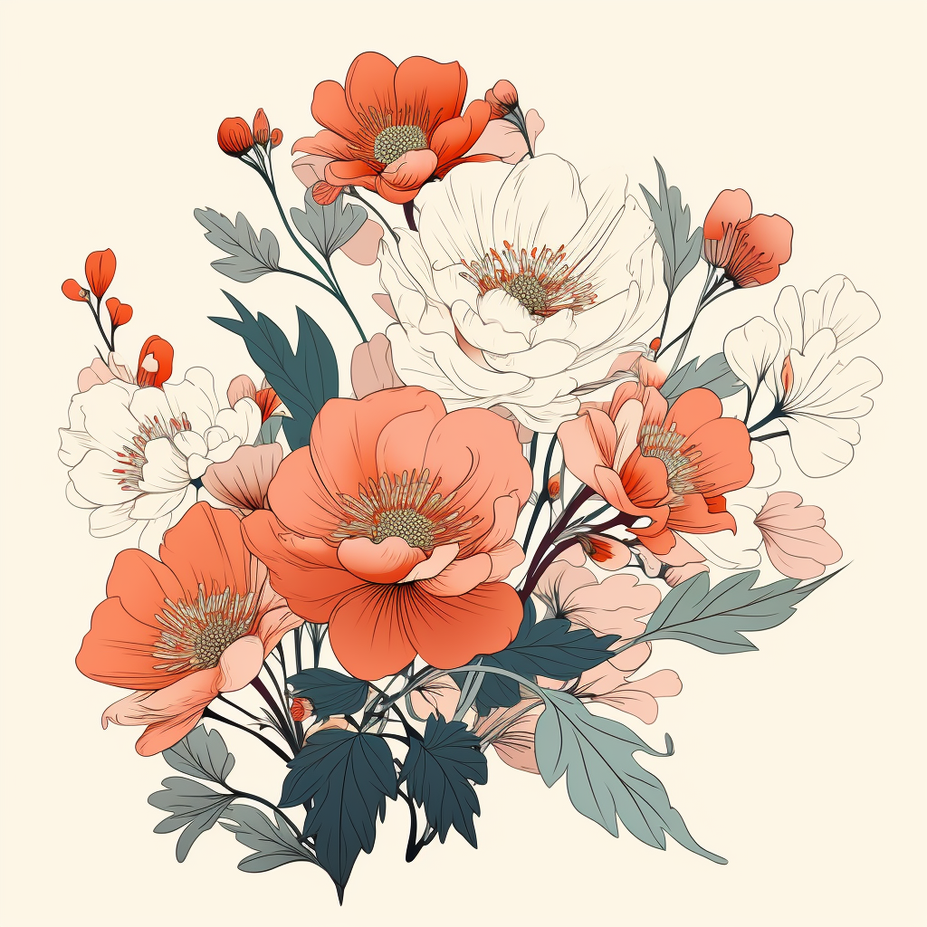 Minimalist Japanese Floral Illustration