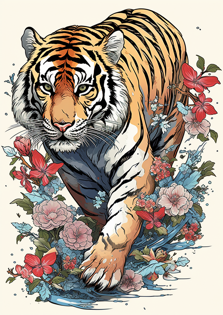 Neo-Traditional Japanese Tiger Illustration