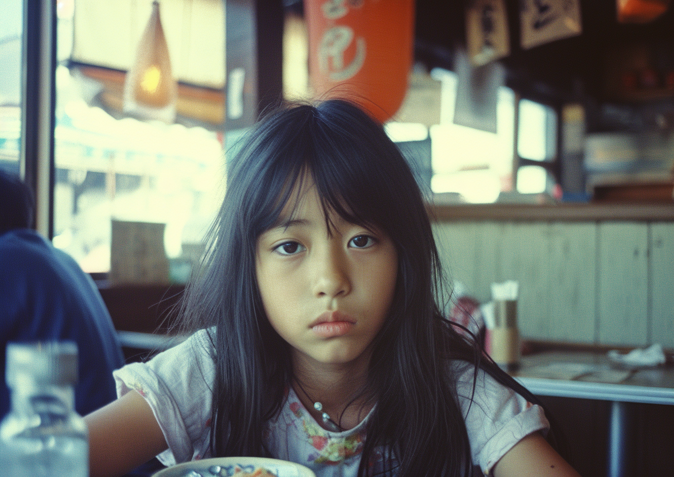 Japanese Tween Model Girl in Old Restaurant