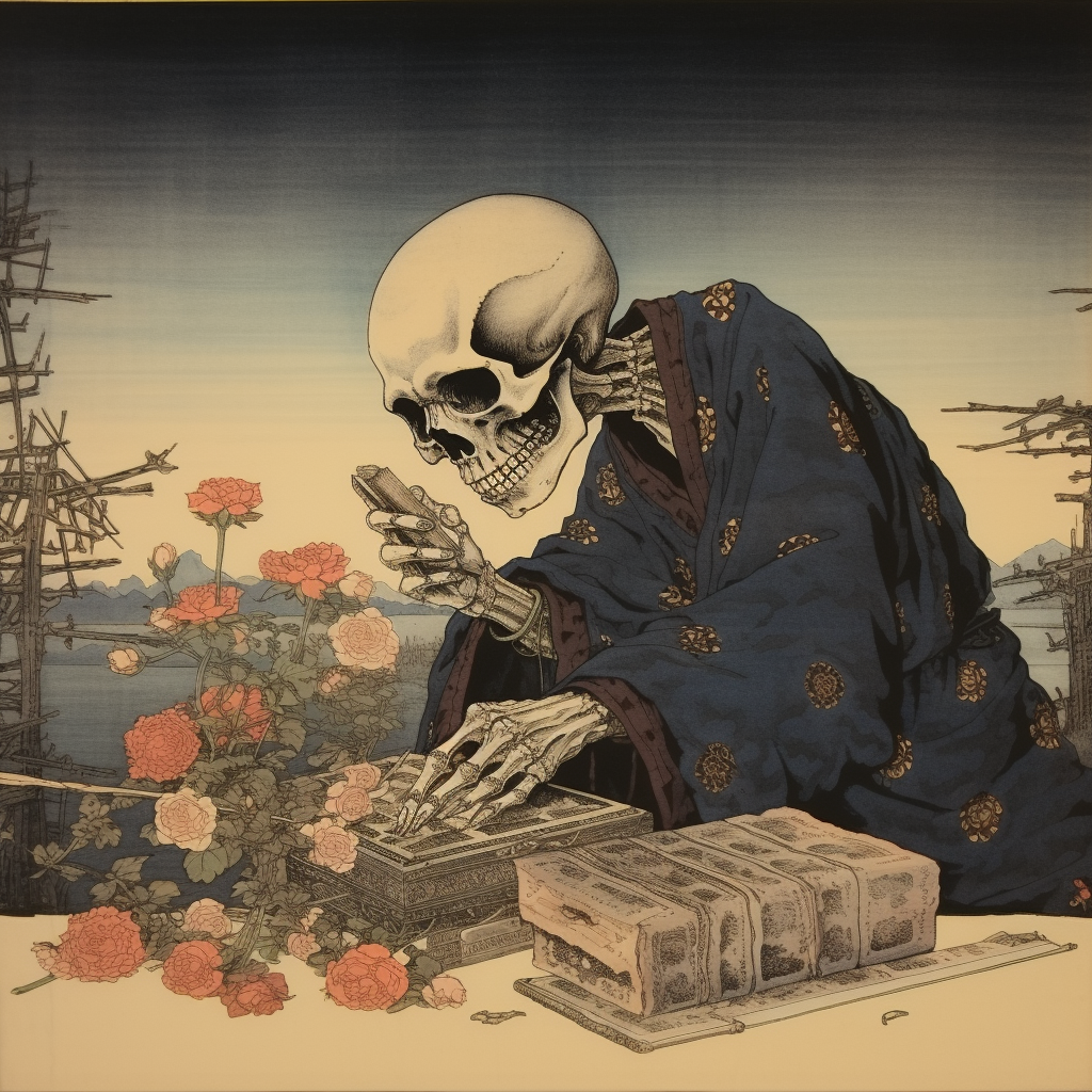 Illustration of death in Japanese Ukiyo-e