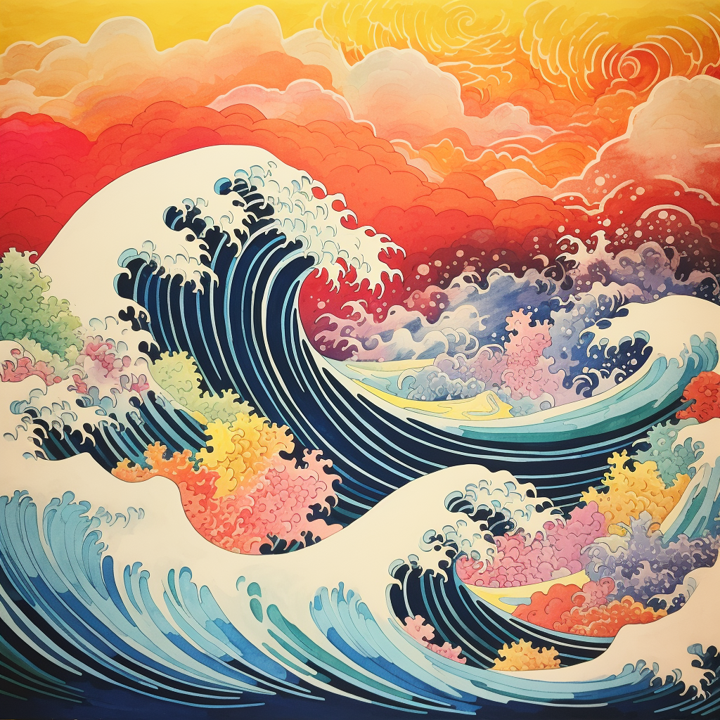 Old Style Japanese Waves in Rainbow Spectrum