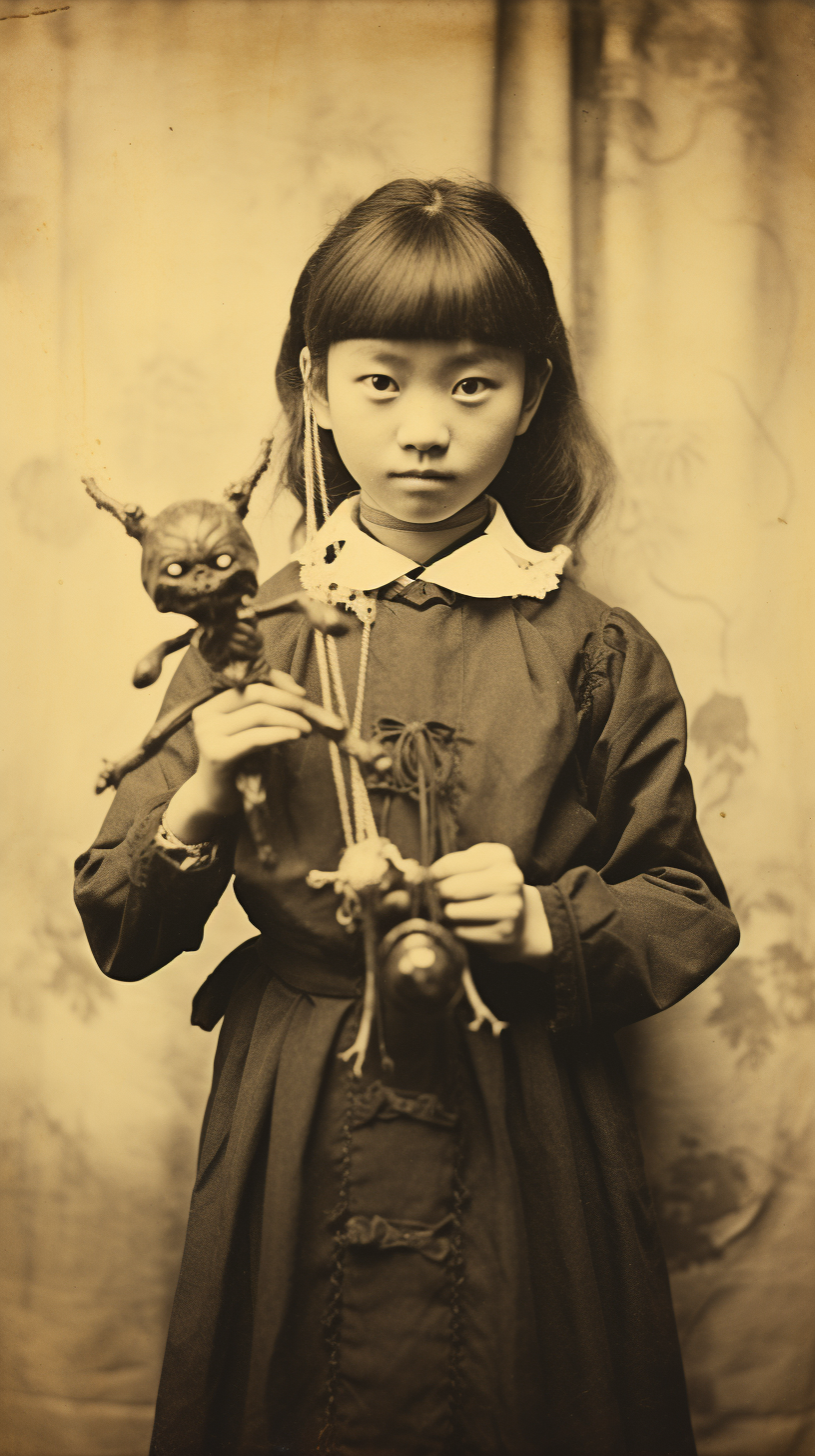 Japanese witch with voodoo doll