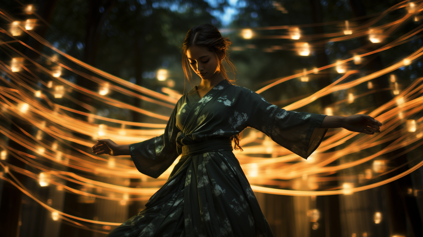 Japanese woman dancing in kimono