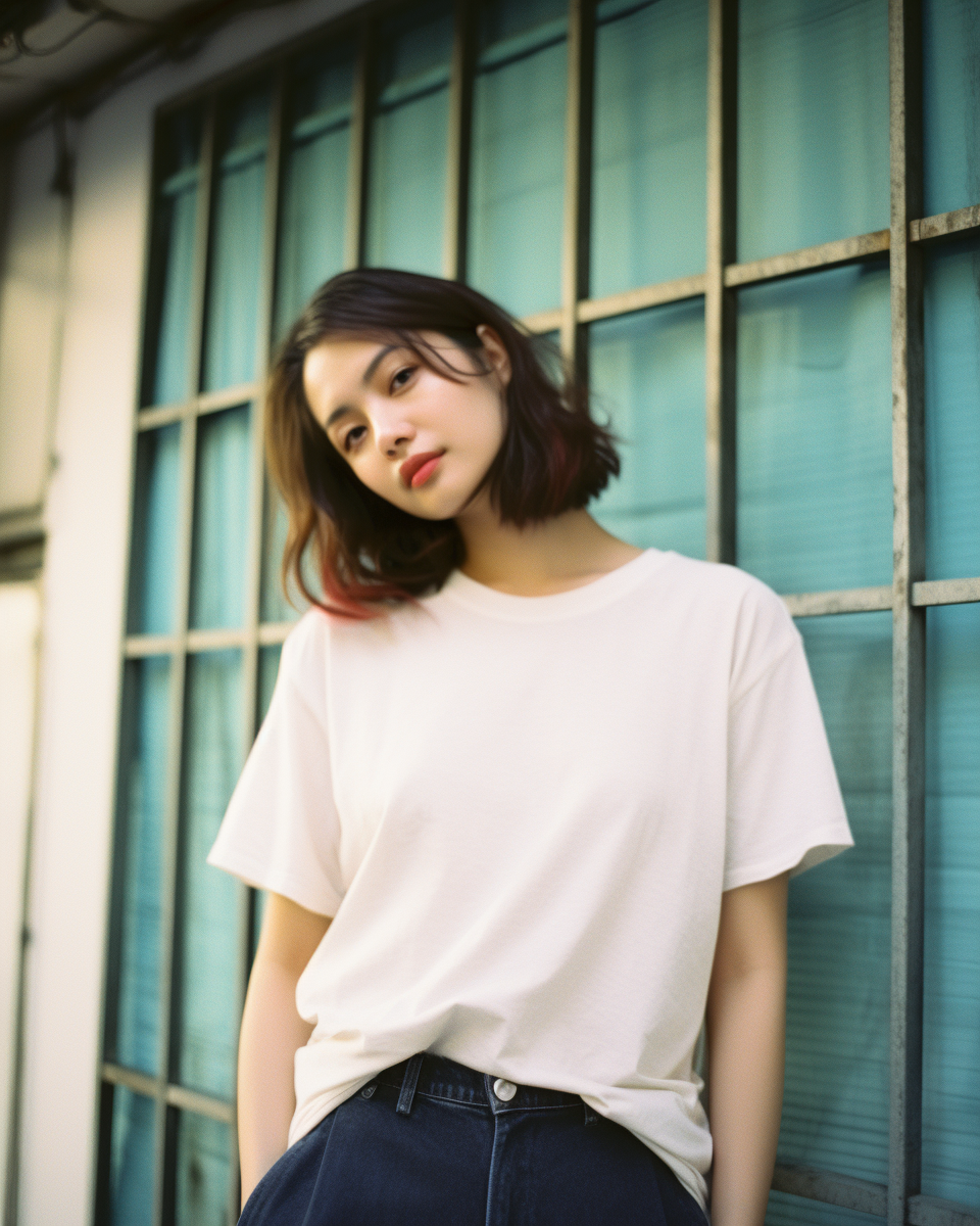 Young Japanese woman in trendy outfit