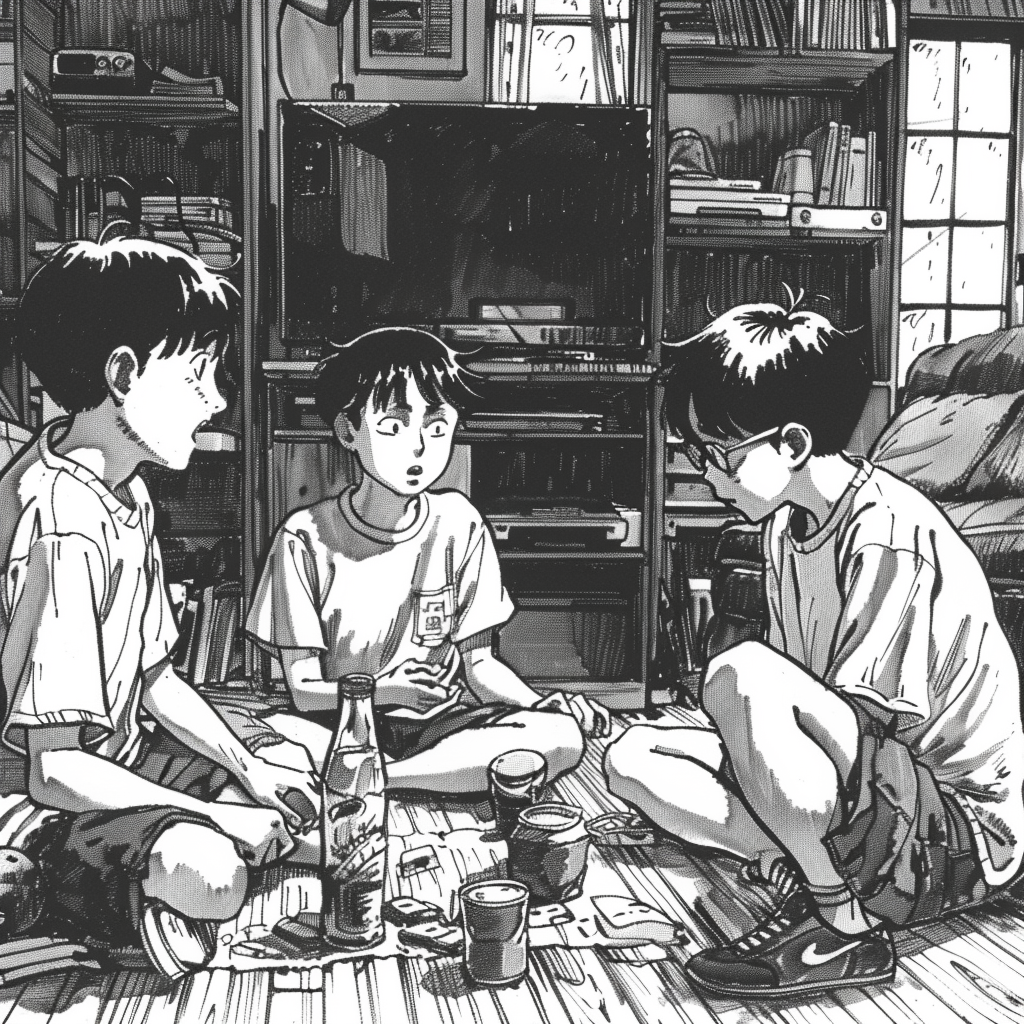 Japanese comics living room scene