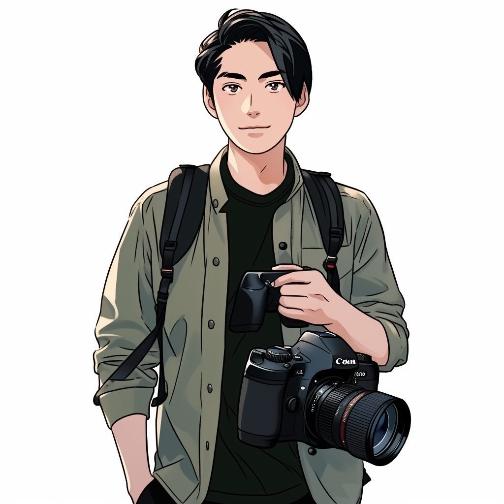 Japanese man in public relations with black hair