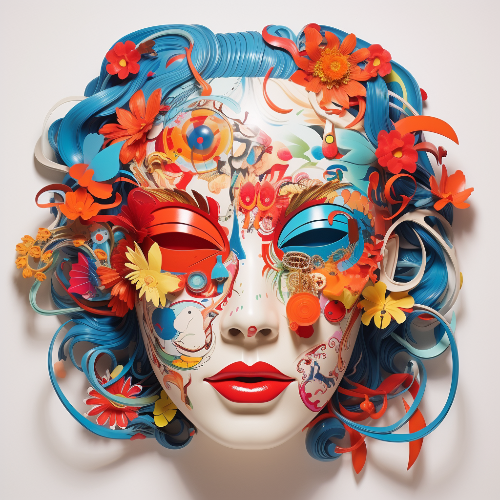 Colorful Japanese Mask by Tristan Eaton