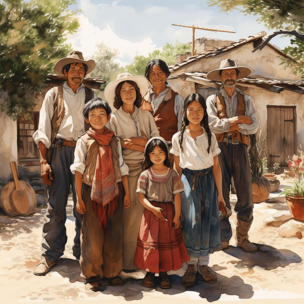 Japanese-Mexican family in a village