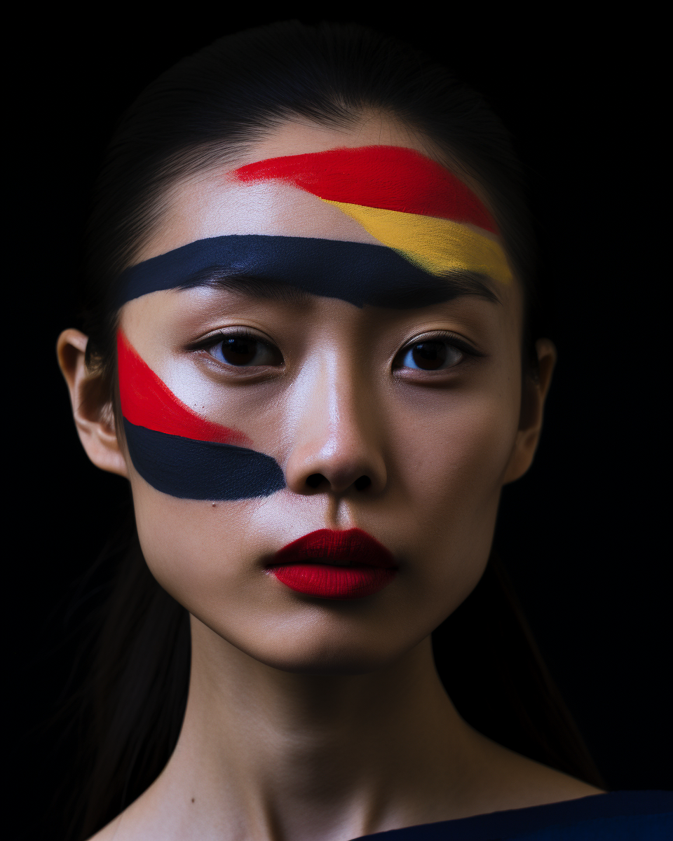 Artistic Japanese Woman with Half Painted Face