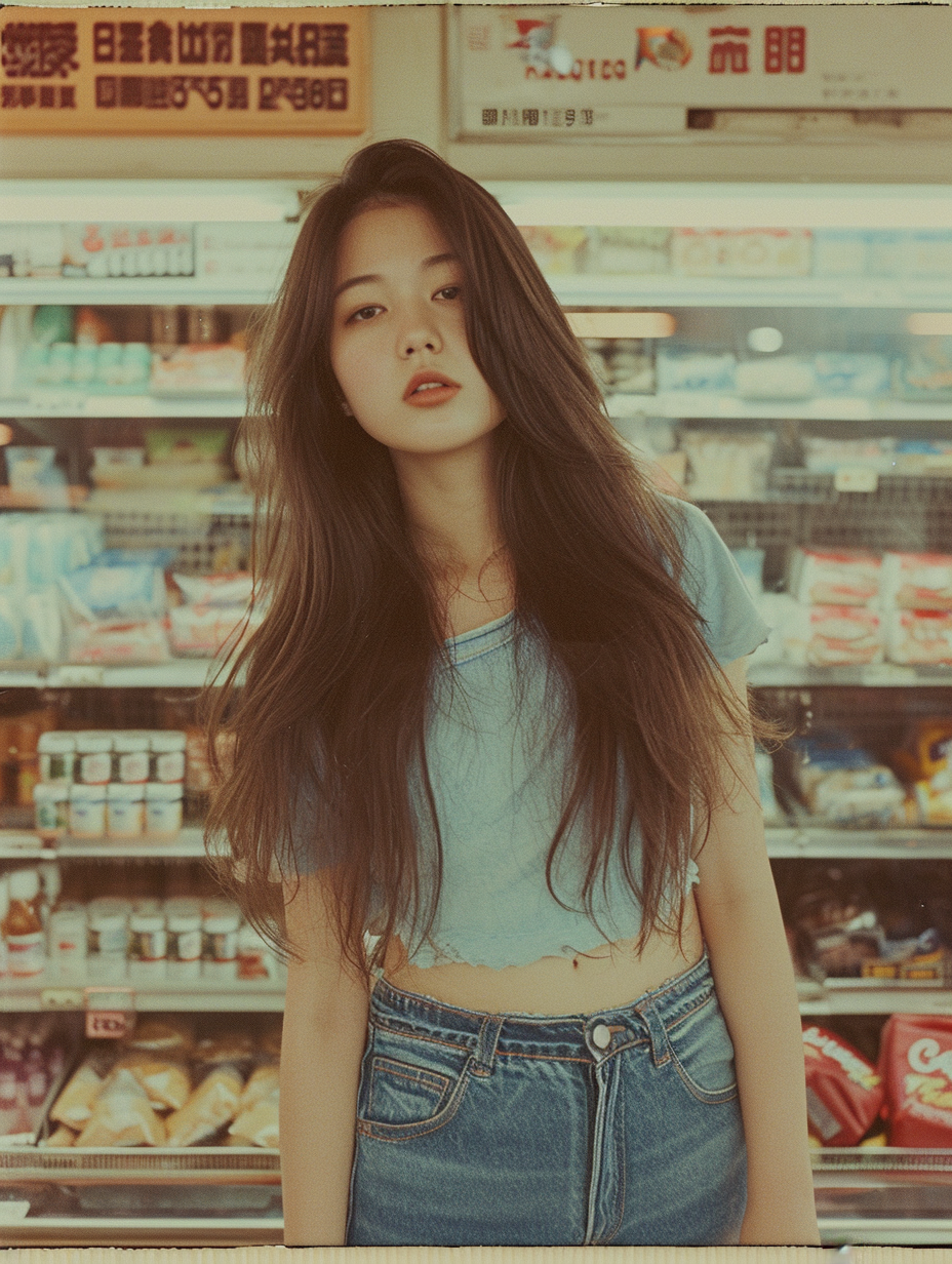 Japanese woman grocery store Tokyo 1970s