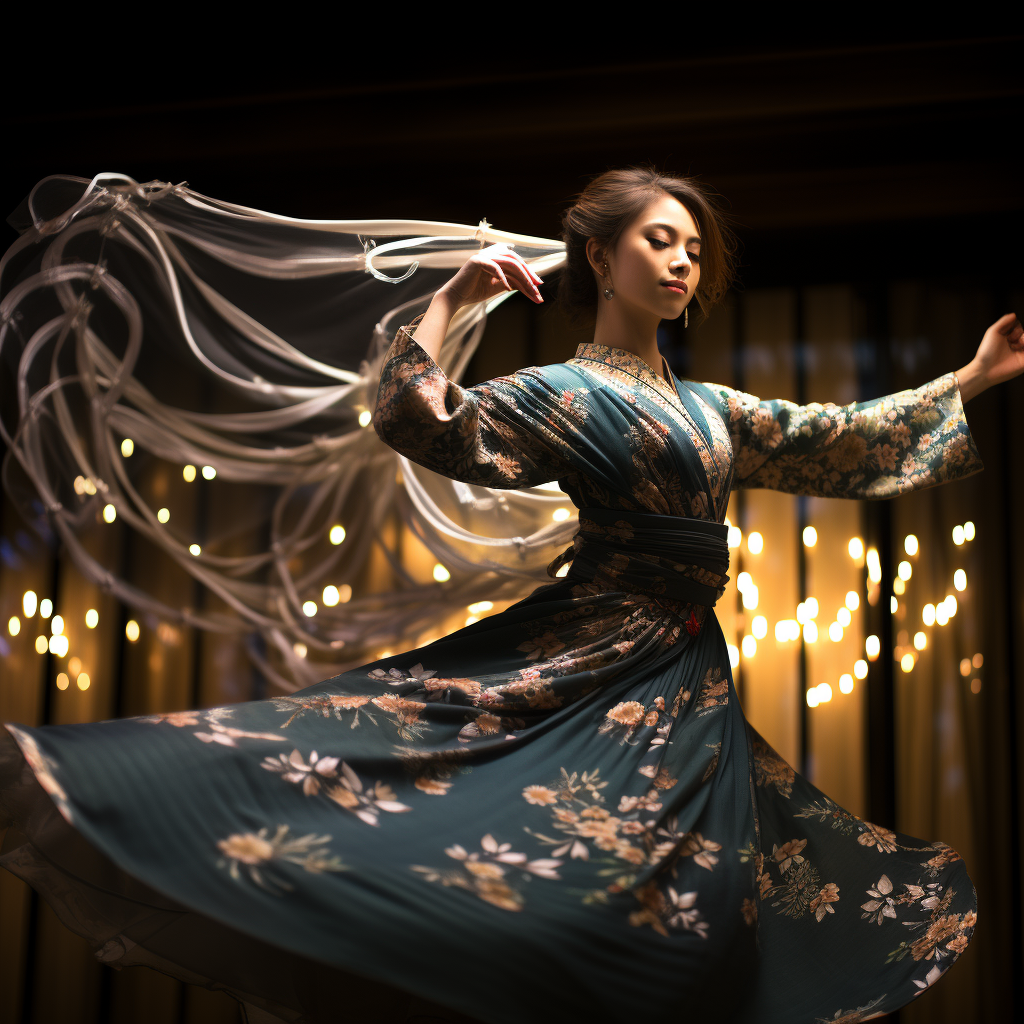 Japanese woman dancing in kimono