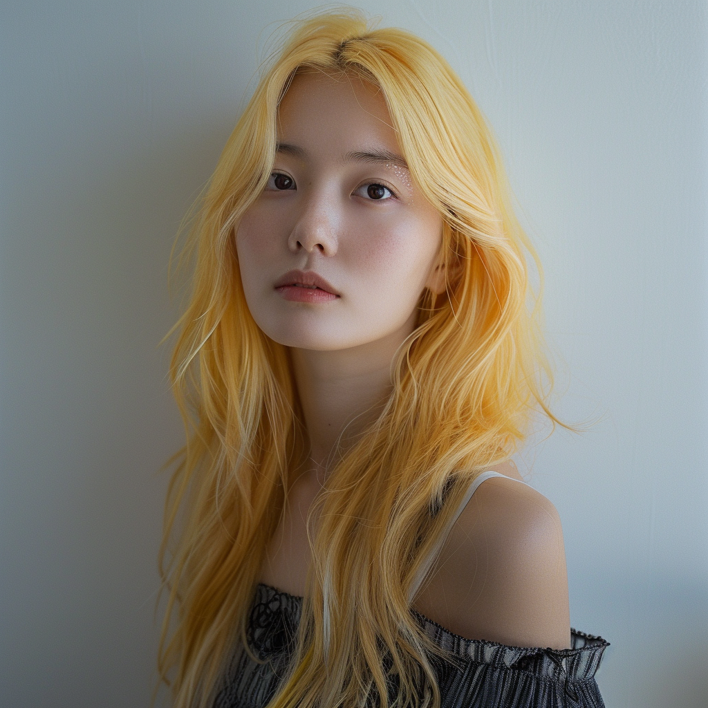 Japanese woman with yellow hair portrait