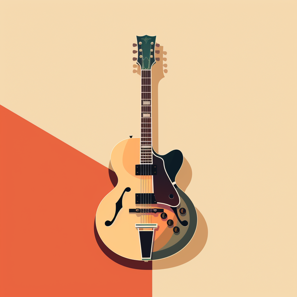 Jazz guitar on solid background