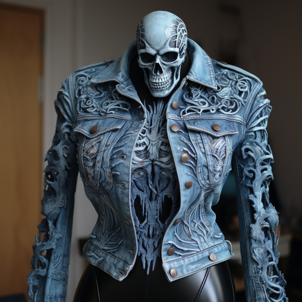 Stylish skeleton-designed jeans jacket