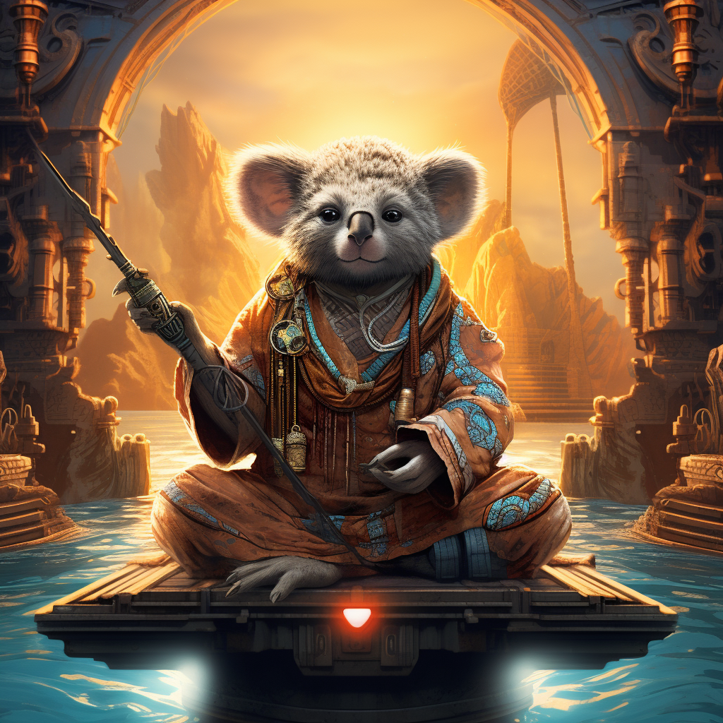 Jedi Koala Meditating with Light Saber