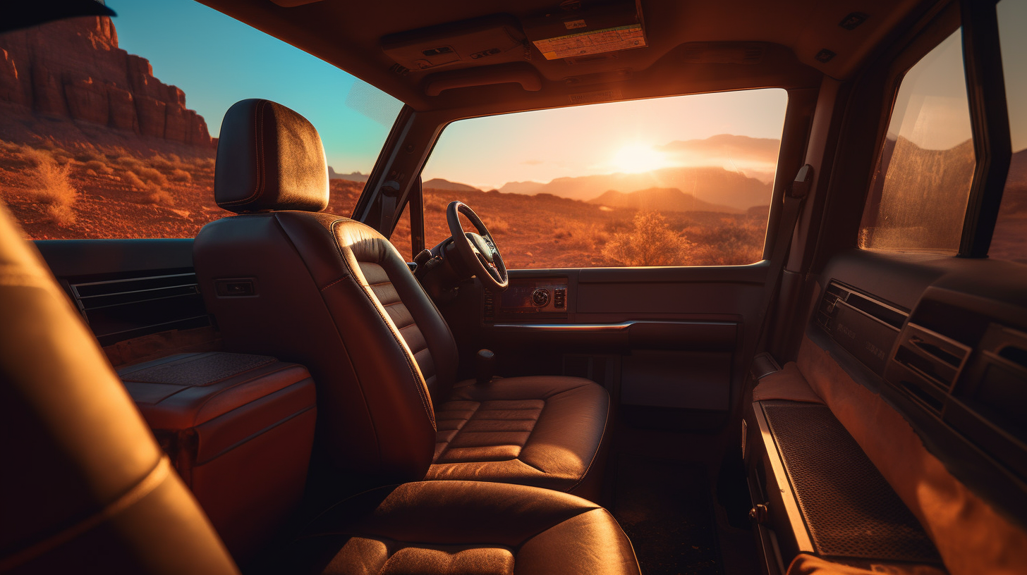 Back seat of Jeep Grand Cherokee with cell phone