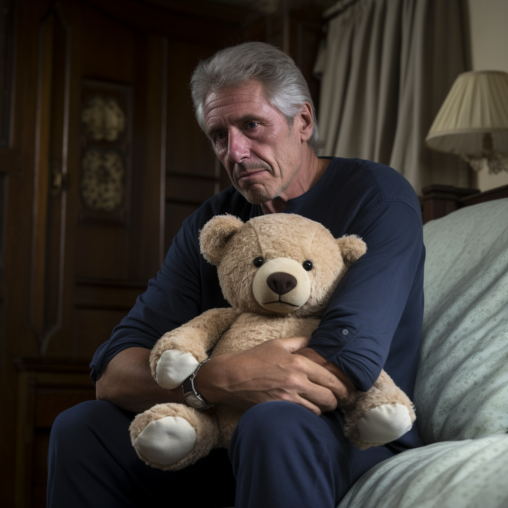 Jeffrey Epstein holding teddy bear