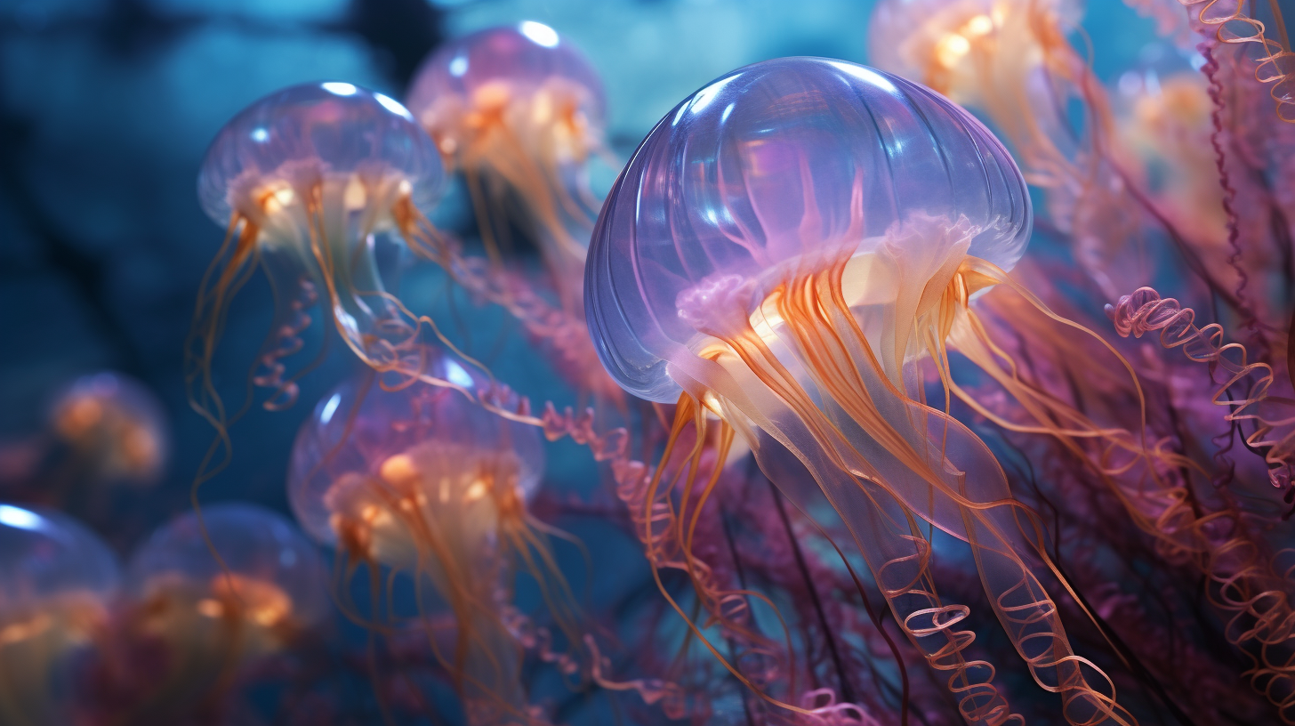 Serene jellyfish tentacles in the ocean