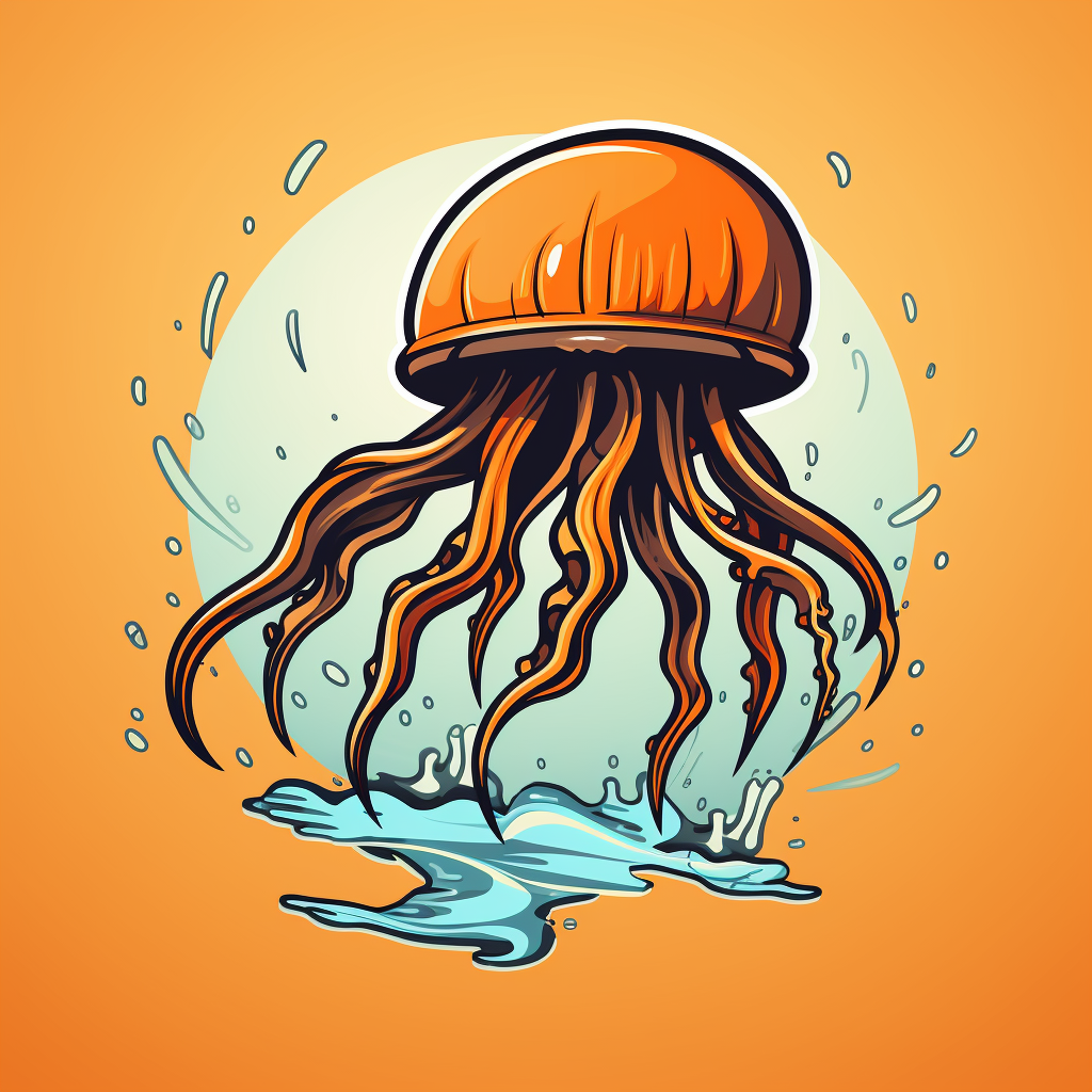 Colorful jellyfish logo in comic style