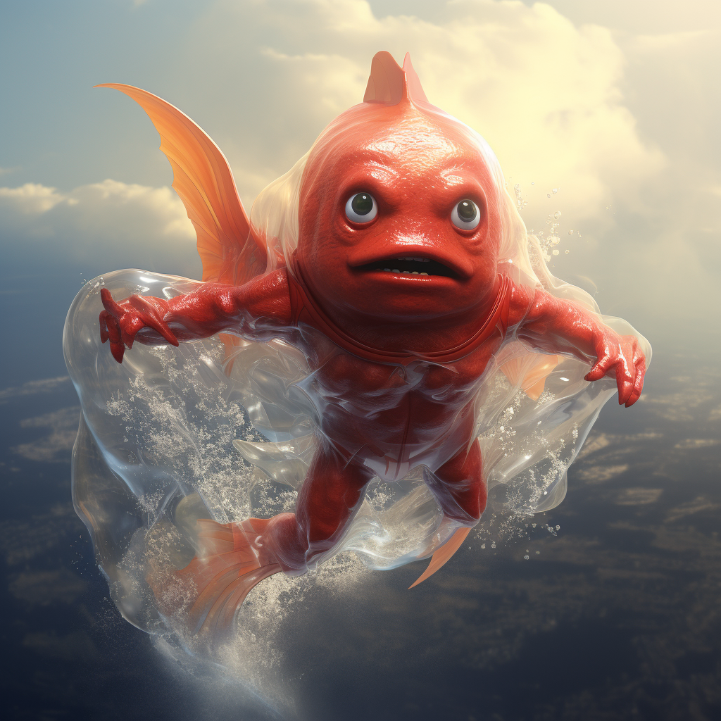 Superhero jelyfish saving the day