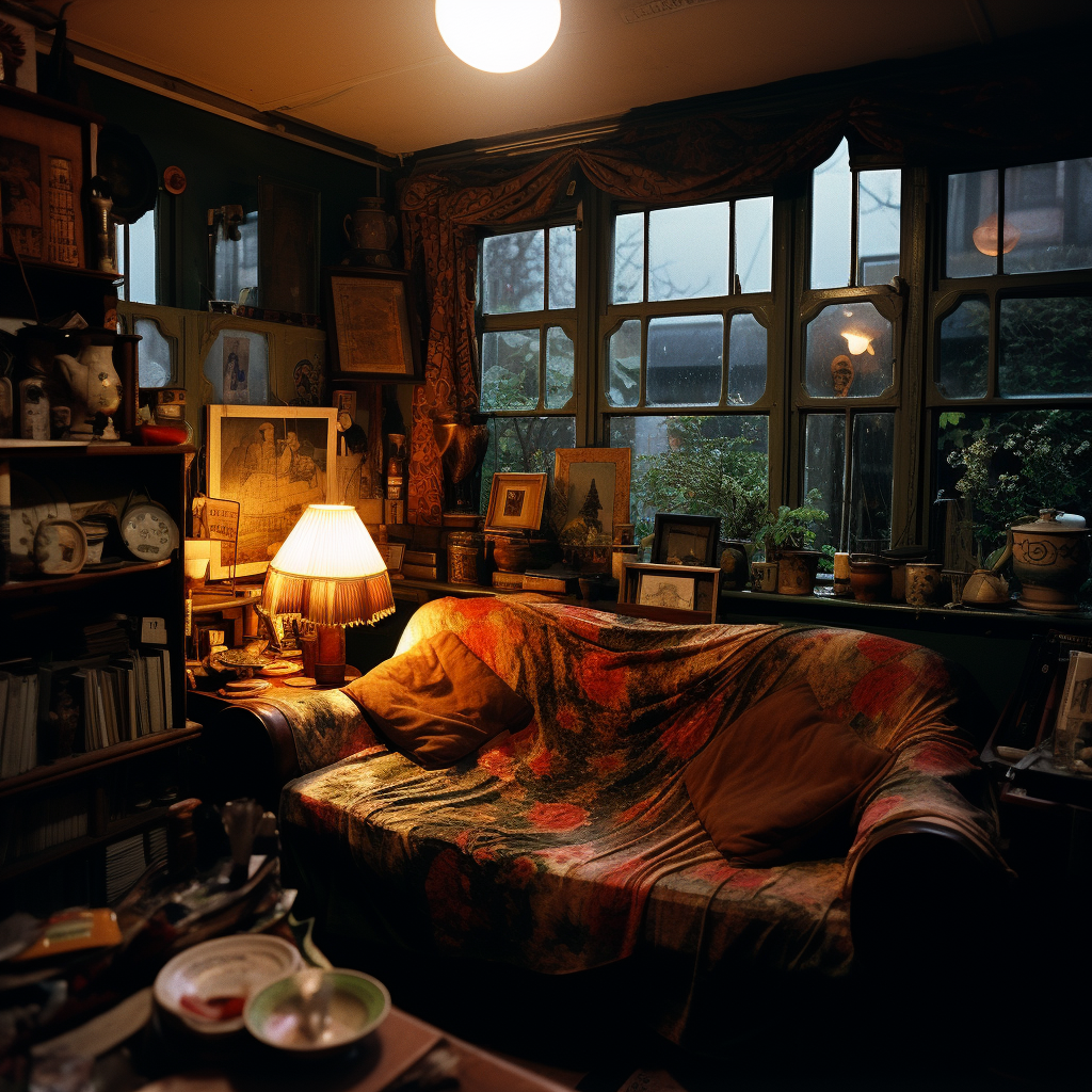 Cozy living room with vintage furniture