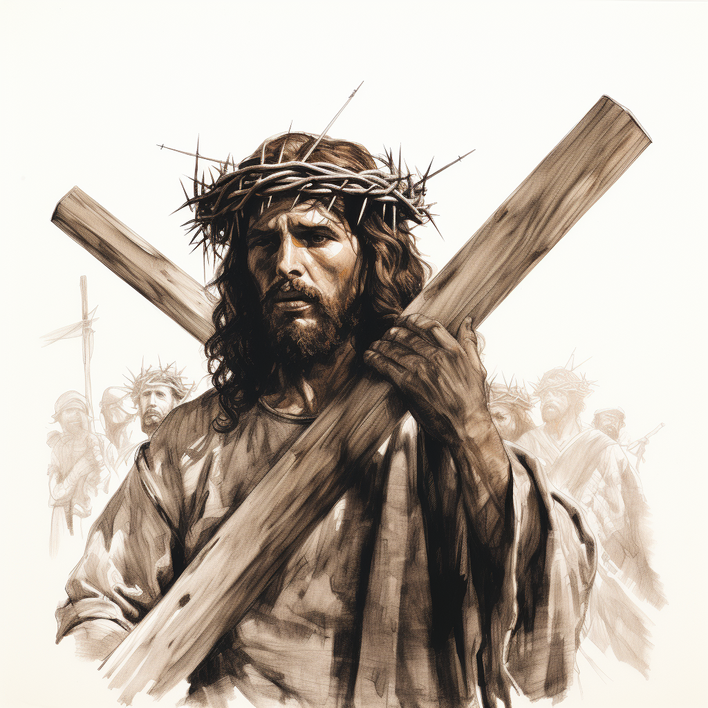 Jesus carrying cross artwork