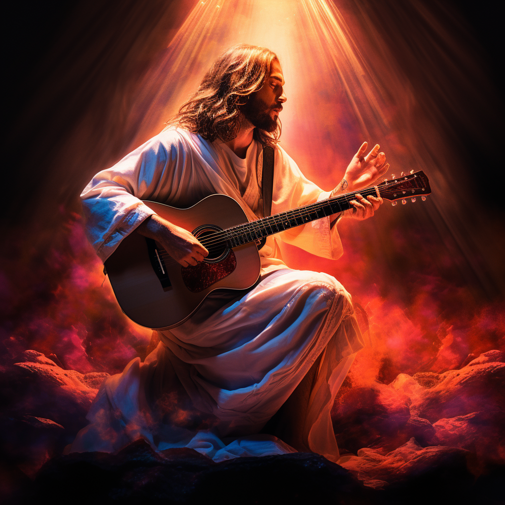 Jesus Christ playing guitar in Pink Floyd show