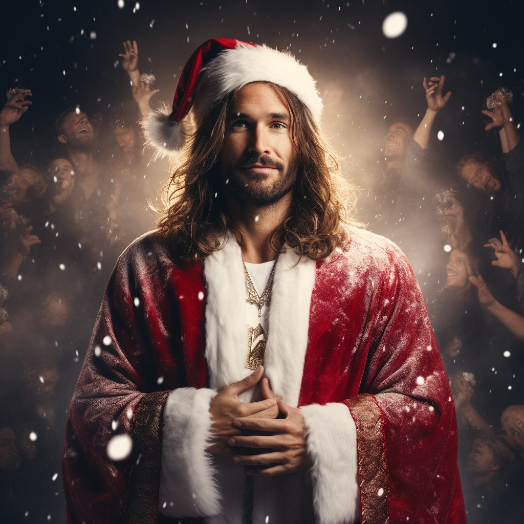 Jesus Christ in Santa Claus outfit