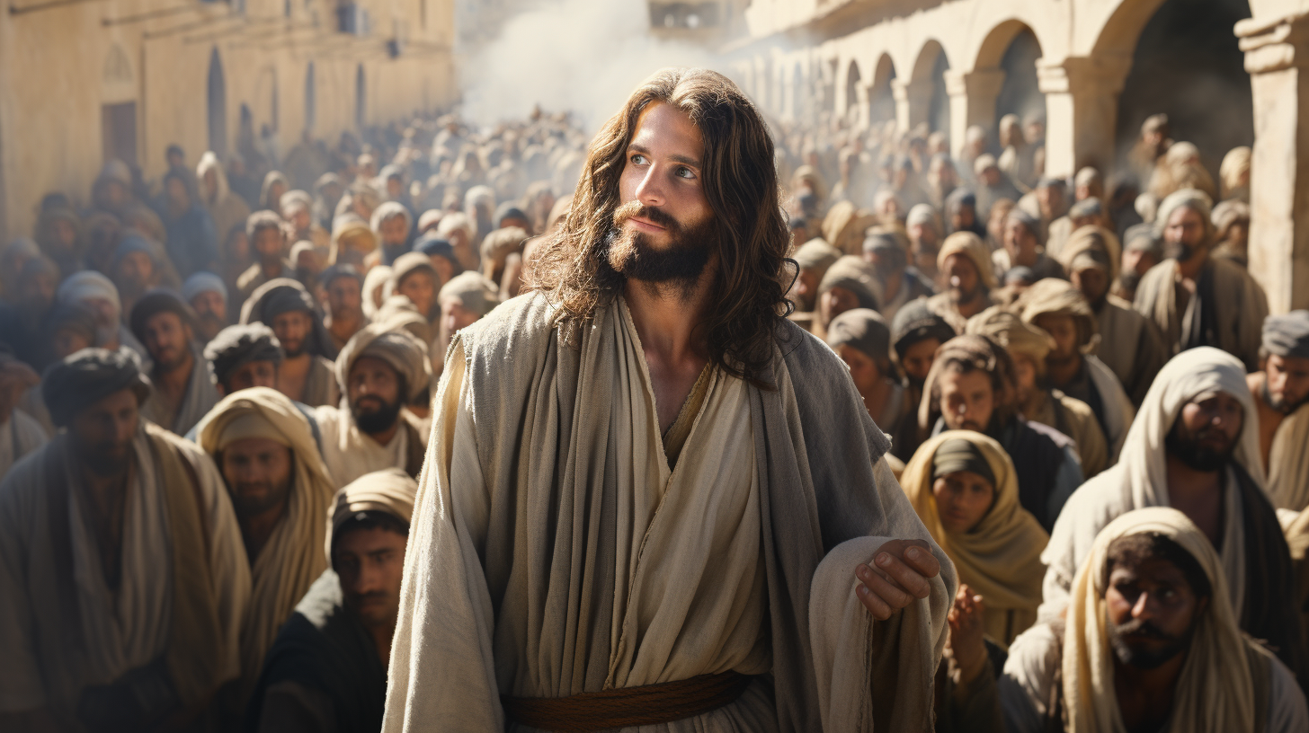 Jesus Among a Crowd in Jerusalem