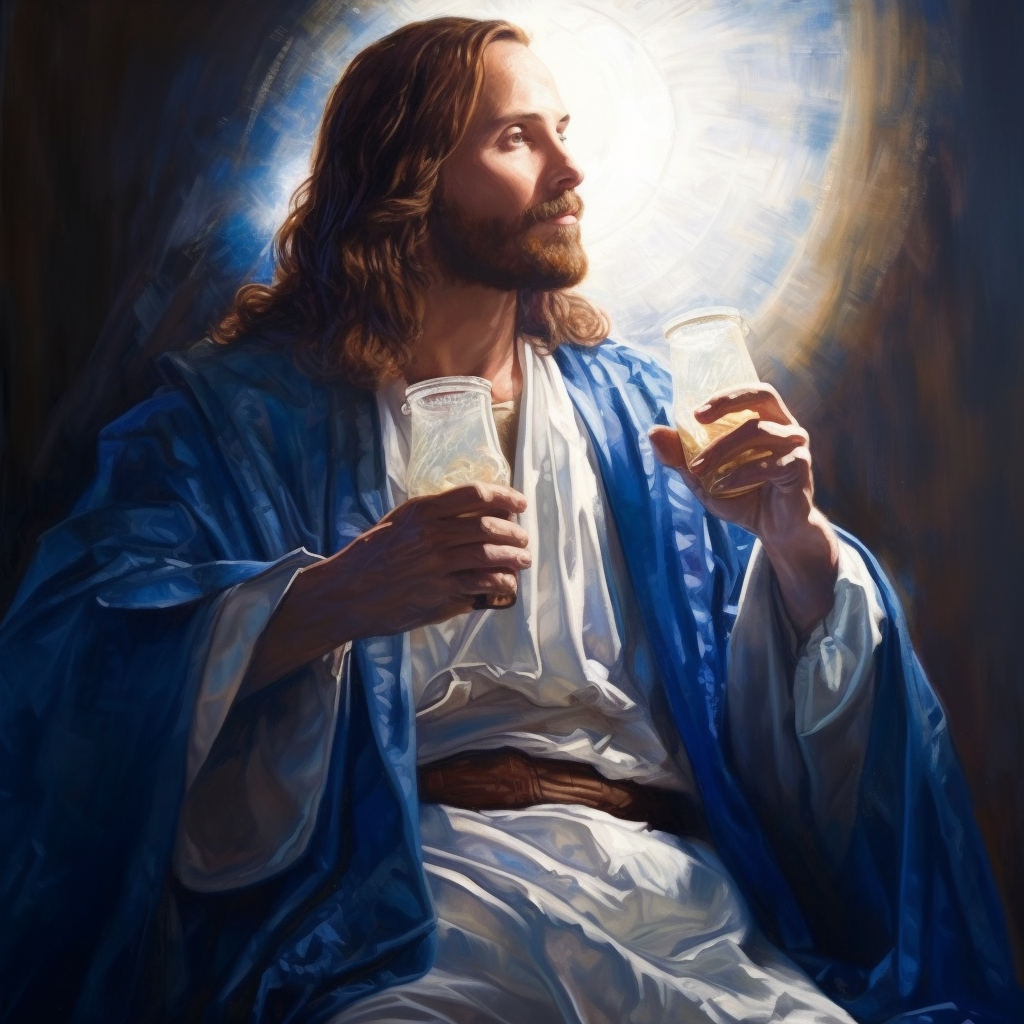 Jesus enjoying a Bud Light beer