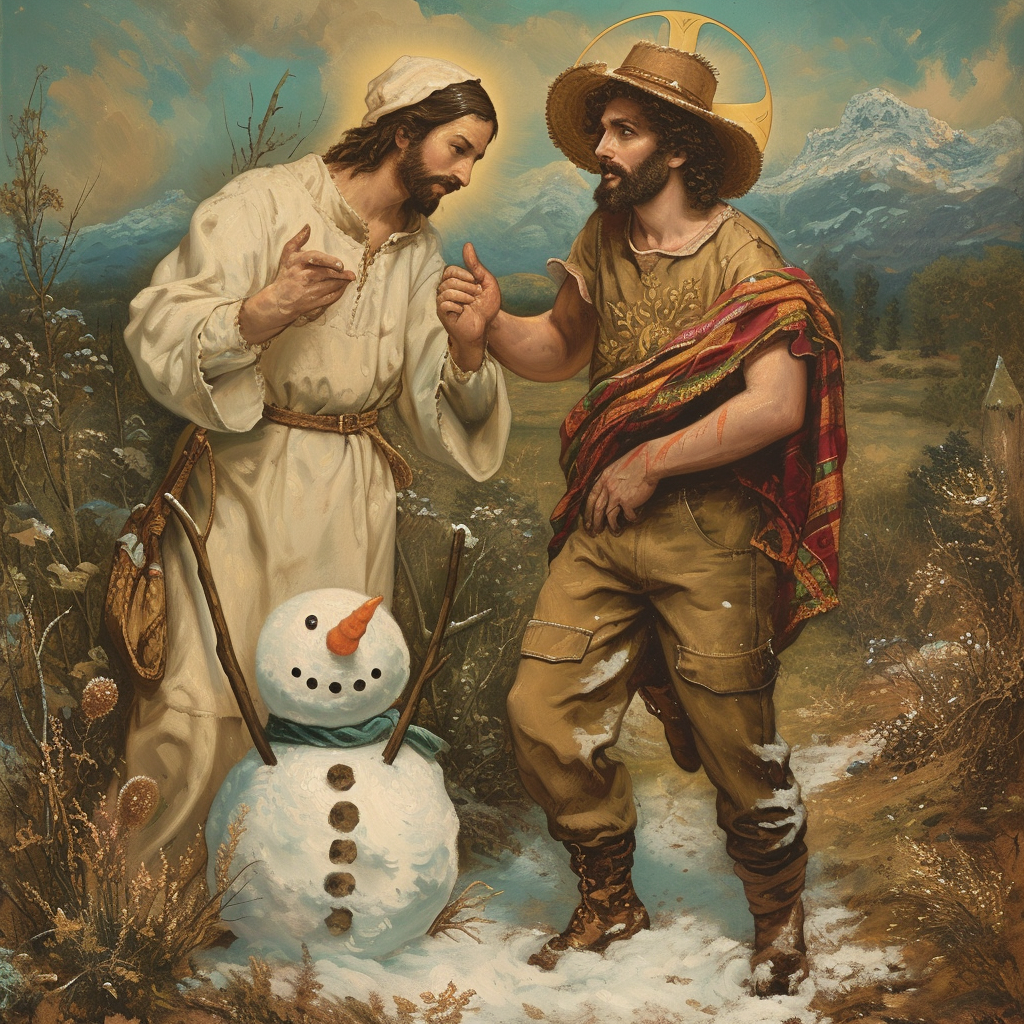 Jesus Farmer Saul Snowman Kitschy Saint