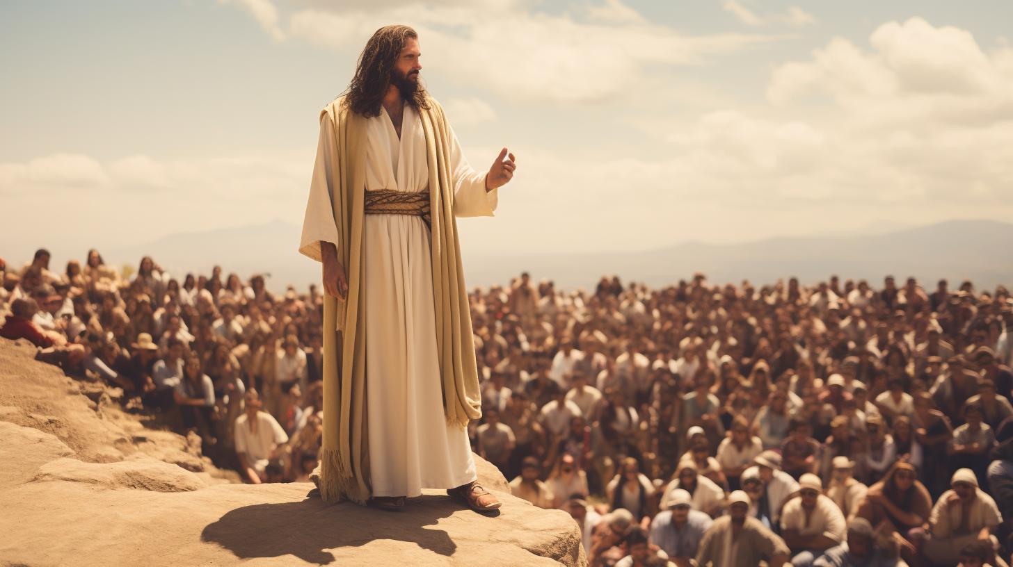 Jesus teaching thousands on hill