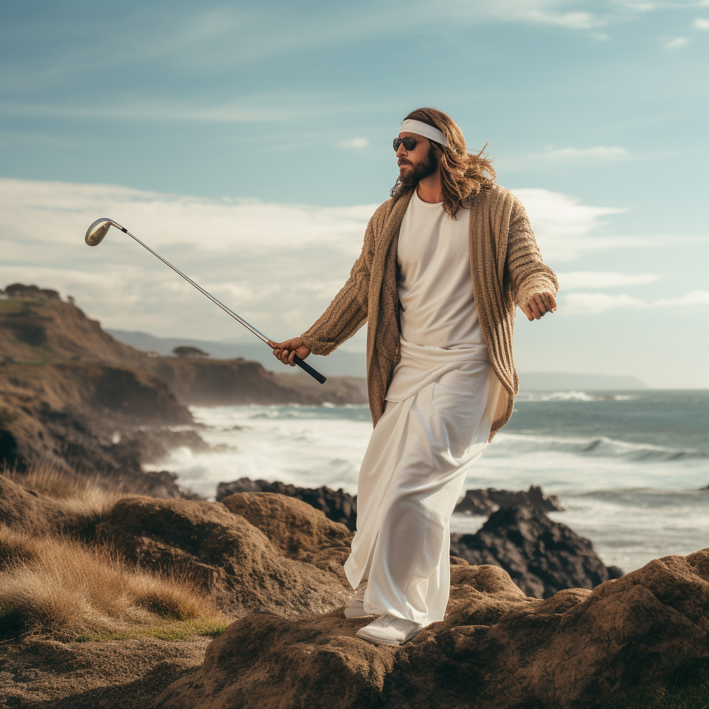 Jesus in Malbon Golf Apparel on Seaside Course