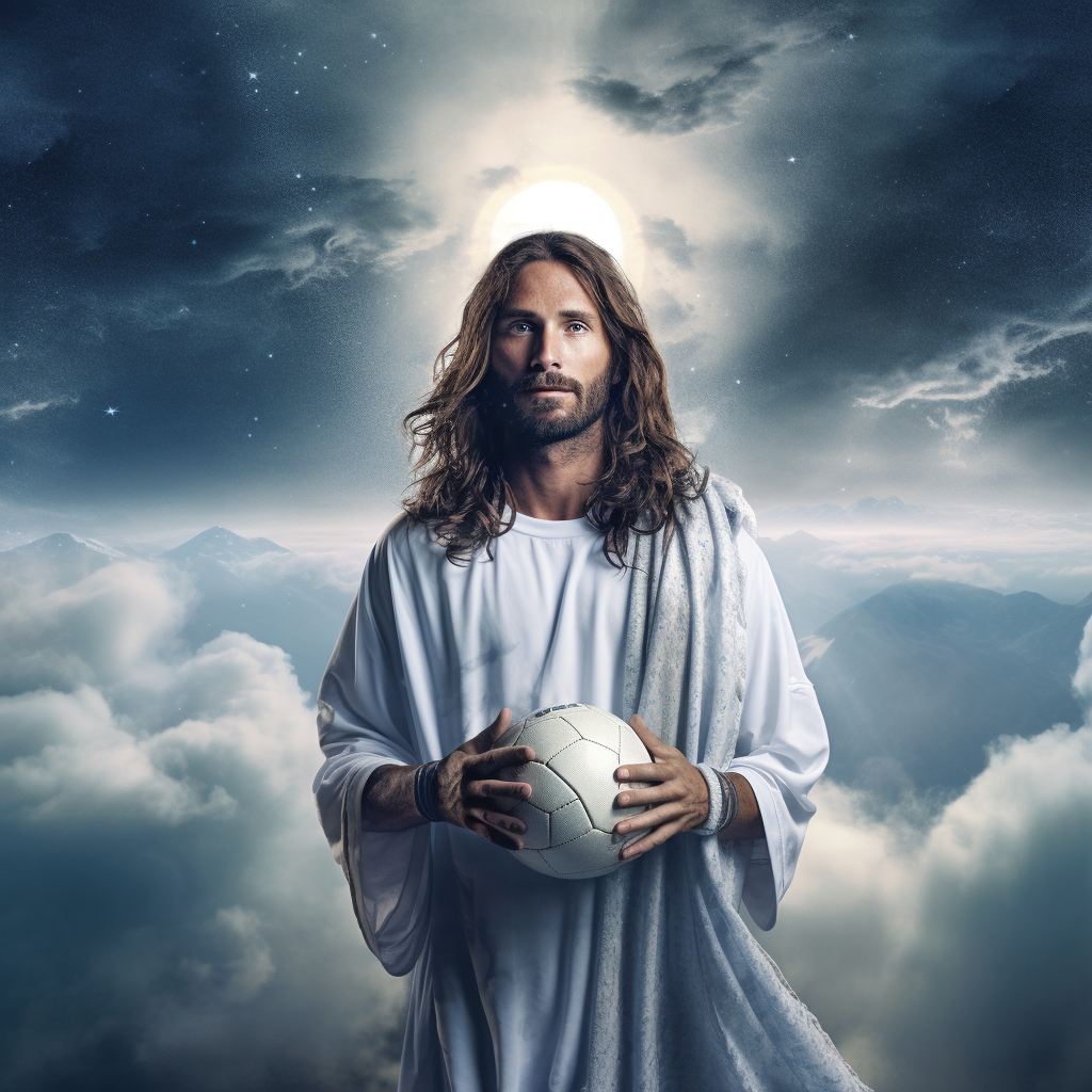 Jesus in soccer jersey from Heavens team